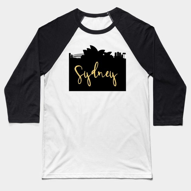 SYDNEY AUSTRALIA DESIGNER SILHOUETTE SKYLINE ART Baseball T-Shirt by deificusArt